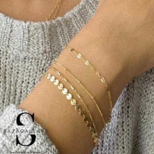 مدل 74 از دستبند های دخترانه شیک و دستبند های دخترانه فانتزی و دستبند های دخترانه مهره ای طلا و طرح طلا
